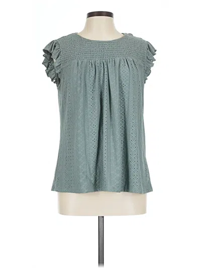 Pre-owned Daniel Rainn Short Sleeve Blouse In Teal