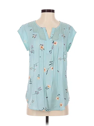 Pre-owned Daniel Rainn Short Sleeve Blouse In Teal