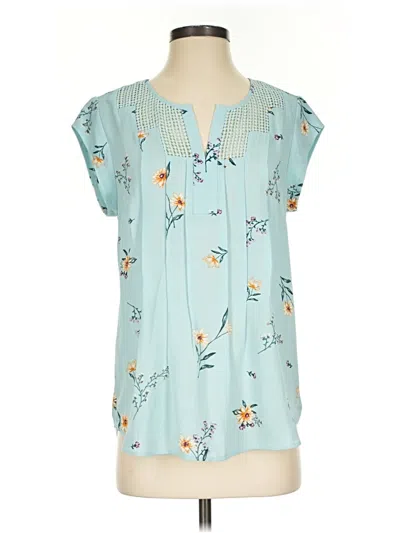 Pre-owned Daniel Rainn Short Sleeve Blouse In Teal