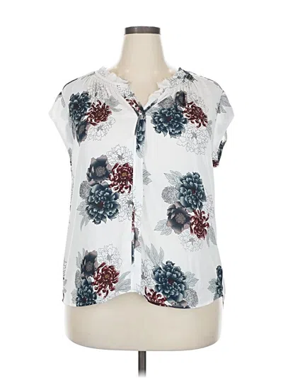 Pre-owned Daniel Rainn Short Sleeve Blouse In White
