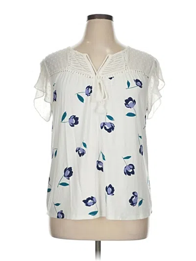 Pre-owned Daniel Rainn Short Sleeve Blouse In White