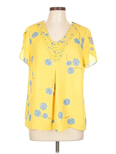 Pre-owned Daniel Rainn Short Sleeve Blouse In Yellow