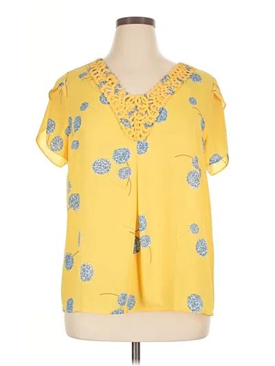 Pre-owned Daniel Rainn Short Sleeve Blouse In Yellow