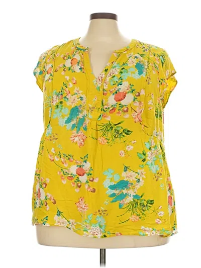 Pre-owned Daniel Rainn Short Sleeve Blouse In Yellow