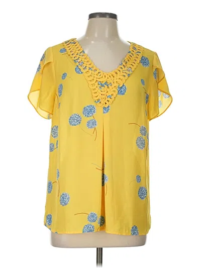 Pre-owned Daniel Rainn Short Sleeve Blouse In Yellow
