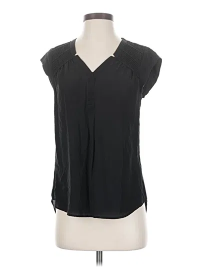 Pre-owned Daniel Rainn Short Sleeve Silk Top Black V Neck Tops
