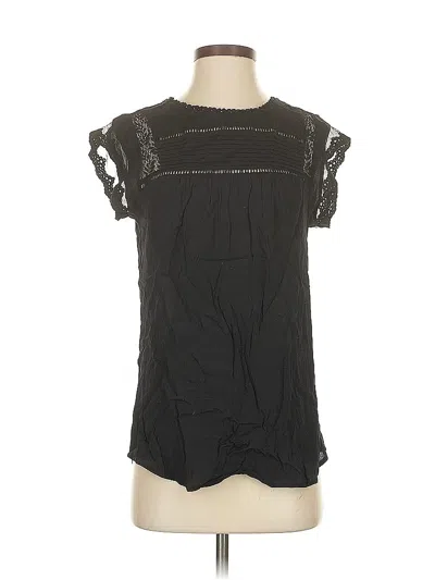 Pre-owned Daniel Rainn Short Sleeve Top Black Keyhole Neckline Tops