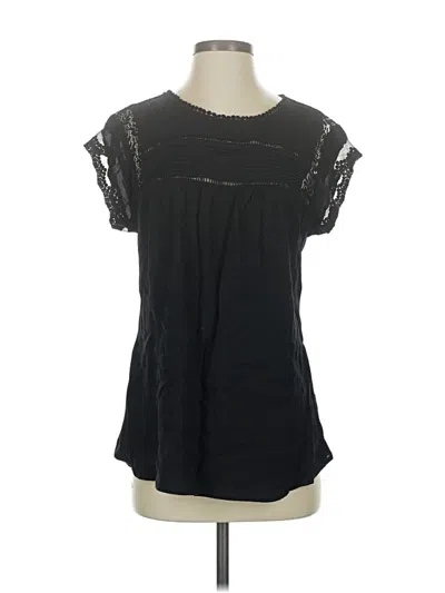 Pre-owned Daniel Rainn Short Sleeve Top Black Keyhole Neckline Tops