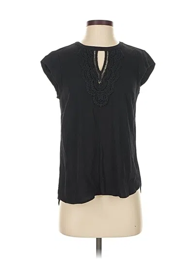 Pre-owned Daniel Rainn Short Sleeve Top Black Keyhole Neckline Tops
