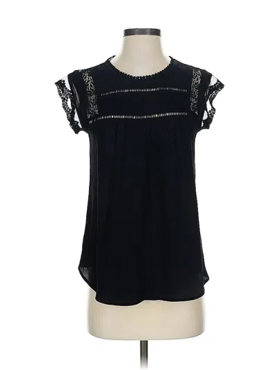 Pre-owned Daniel Rainn Short Sleeve Top Black Keyhole Neckline Tops