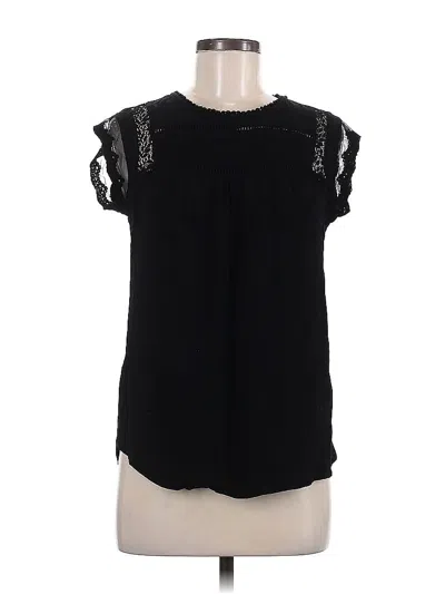 Pre-owned Daniel Rainn Short Sleeve Top Black Keyhole Neckline Tops