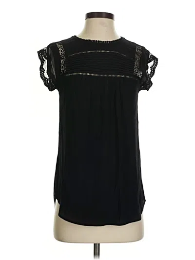 Pre-owned Daniel Rainn Short Sleeve Top Black Keyhole Neckline Tops