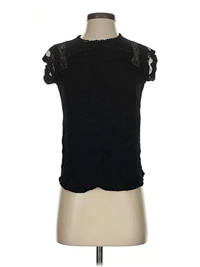 Pre-owned Daniel Rainn Short Sleeve Top Black Keyhole Neckline Tops