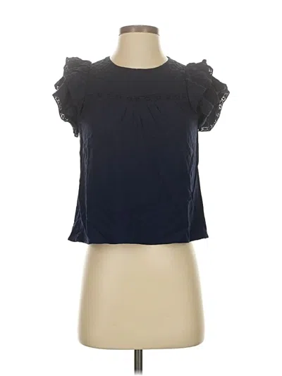 Pre-owned Daniel Rainn Short Sleeve Top Black Ruffles Neckline Tops
