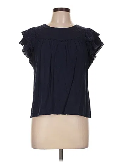 Pre-owned Daniel Rainn Short Sleeve Top Black Ruffles Neckline Tops
