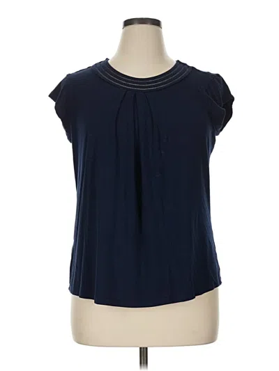 Pre-owned Daniel Rainn Short Sleeve Top Blue Keyhole Neckline Tops
