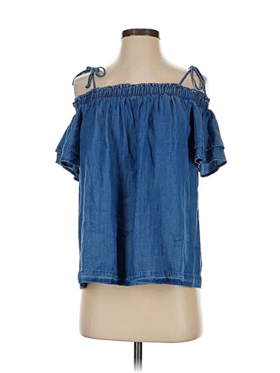 Daniel Rainn Short Sleeve Top Blue Off The Shoulder Neckline Tops