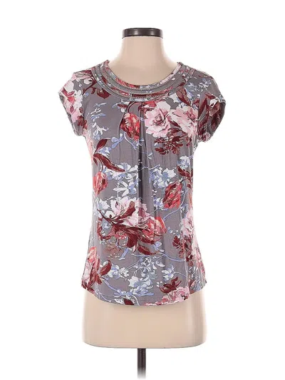 Pre-owned Daniel Rainn Short Sleeve Top Gray Keyhole Neckline Tops