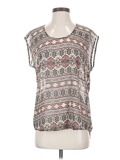 Pre-owned Daniel Rainn Short Sleeve Top Gray Print Pattern Scoop Neck Tops