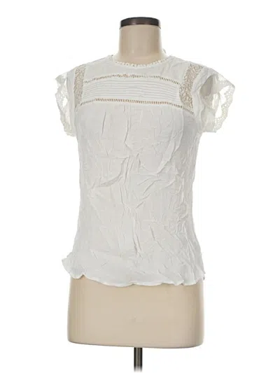 Pre-owned Daniel Rainn Short Sleeve Top Ivory Mock Neckline Tops