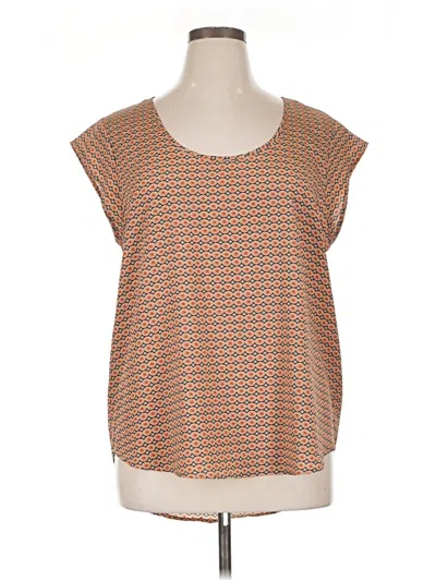 Pre-owned Daniel Rainn Short Sleeve Top Orange Square Neckline Tops