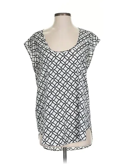 Pre-owned Daniel Rainn Short Sleeve Top Silver Square Neckline Tops