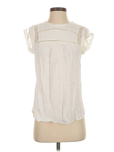 Pre-owned Daniel Rainn Short Sleeve Top White Mock Neckline Tops