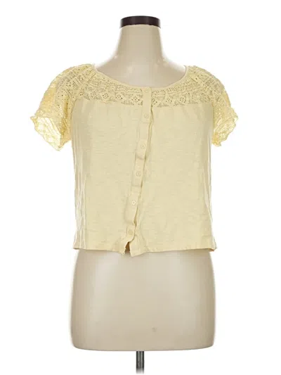 Pre-owned Daniel Rainn Short Sleeve Top Yellow Sweetheart Neckline Tops