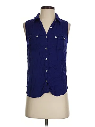 Pre-owned Daniel Rainn Sleeveless Button Down Shirt In Blue