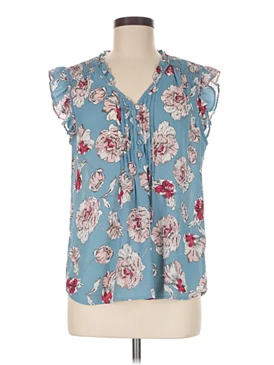 Pre-owned Daniel Rainn Tank Top Blue Tie Neck Tops