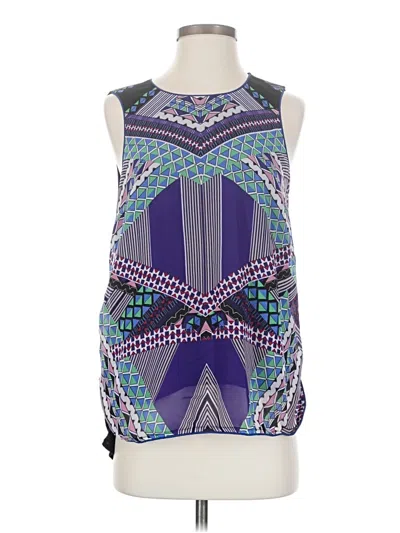 Pre-owned Daniel Rainn Tank Top Purple Graphic Pattern Mock Neckline Tops