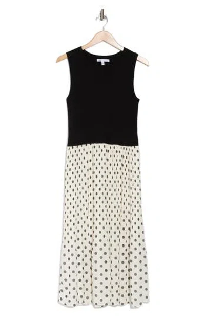 Daniel Rainn Twofer Sleeveless Mixed Media Dress In Black/antique Ivory