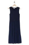 Daniel Rainn Twofer Sleeveless Mixed Media Dress In Indigo