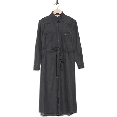 Daniel Rainn Western Denim Shirtdress In Washed Black