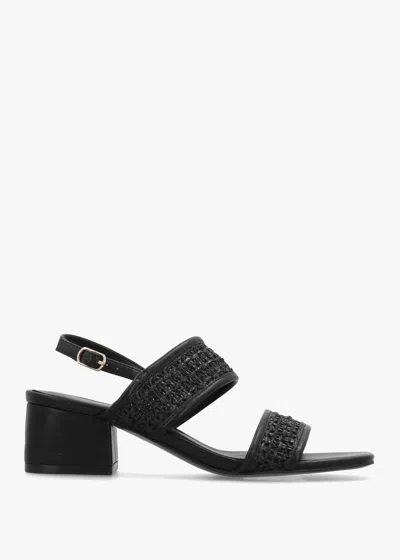 Daniel Rebecca Black Woven Two Bar Mid-block Heel Sandals