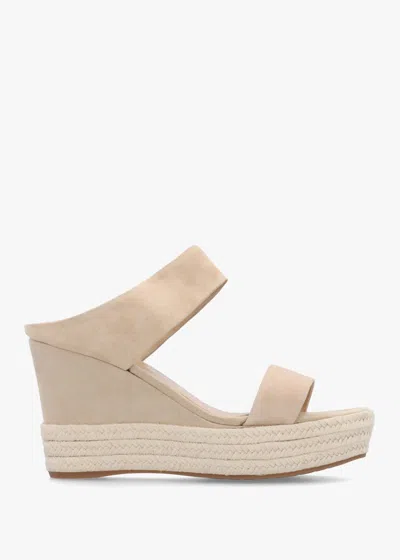 Daniel Regina Beige Suede Wedge Mules In Brown