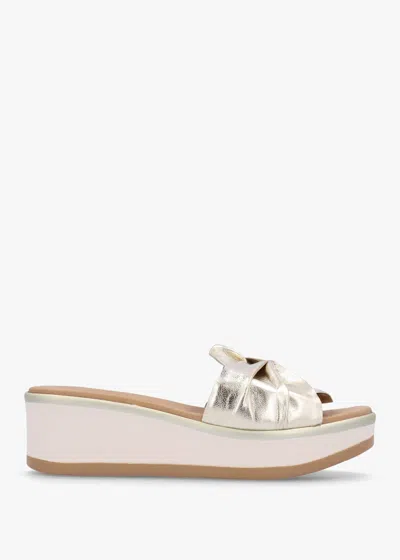 Daniel Robow Gold Leather Knot Top Mules