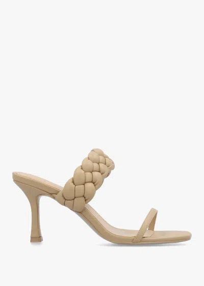 Daniel Rose Beige Plaited Two Bar Heeled Sandals In Multi