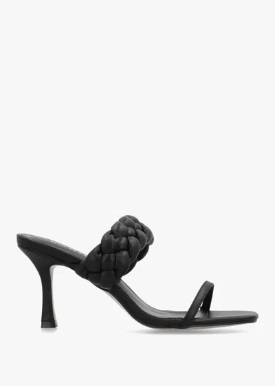 Daniel Rose Black Plaited Two Bar Heeled Sandals