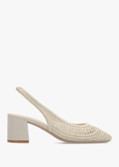 Daniel Rosie Beige Woven Sling Back Heeled Court Shoes In Multi