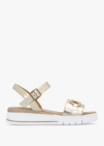 Daniel Rosnaf Gold Leather Snaffle Sandals