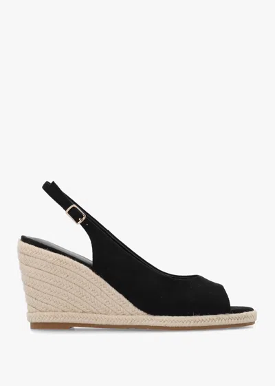 Daniel Ruby Black Sling Back Espadrille Wedge Sandals