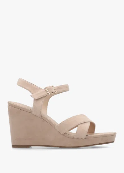 Daniel Ruth Beige Suede Cross Strap Wedge Sandals In Multi