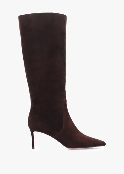 Daniel Saffia Brown Suede Slim Heel Knee Boots