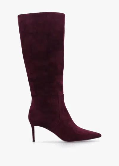 Daniel Saffia Burgundy Suede Slim Heel Knee Boots