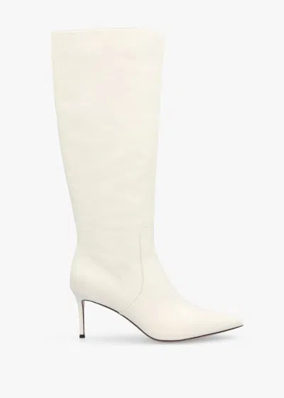 Daniel Saffia Cream Leather Slim Heel Knee Boots In Camel Leather