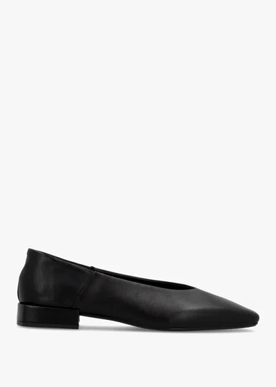 Daniel Saria Black Leather Square Toe Ballet Pumps