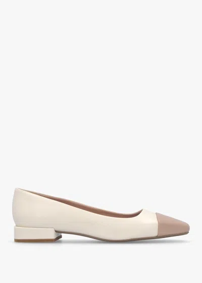 Daniel Saria Cream Leather Toe Cap Pumps In Brown