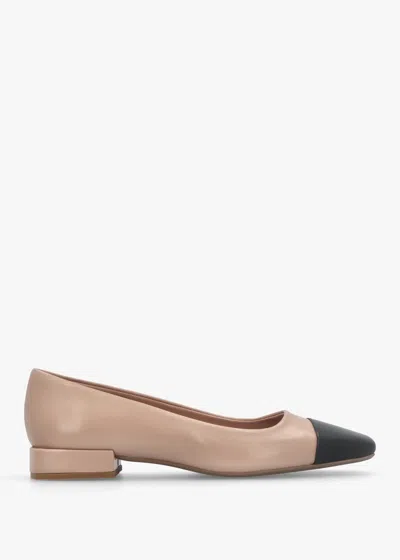 Daniel Saria Nude Leather Toe Cap Pumps In Neutral