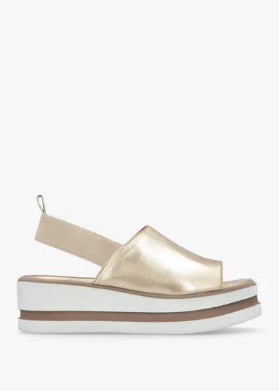 Daniel Sasly Gold Leather Flatform Sandals